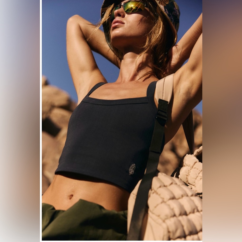Free People All Clear Solid Cami Navy